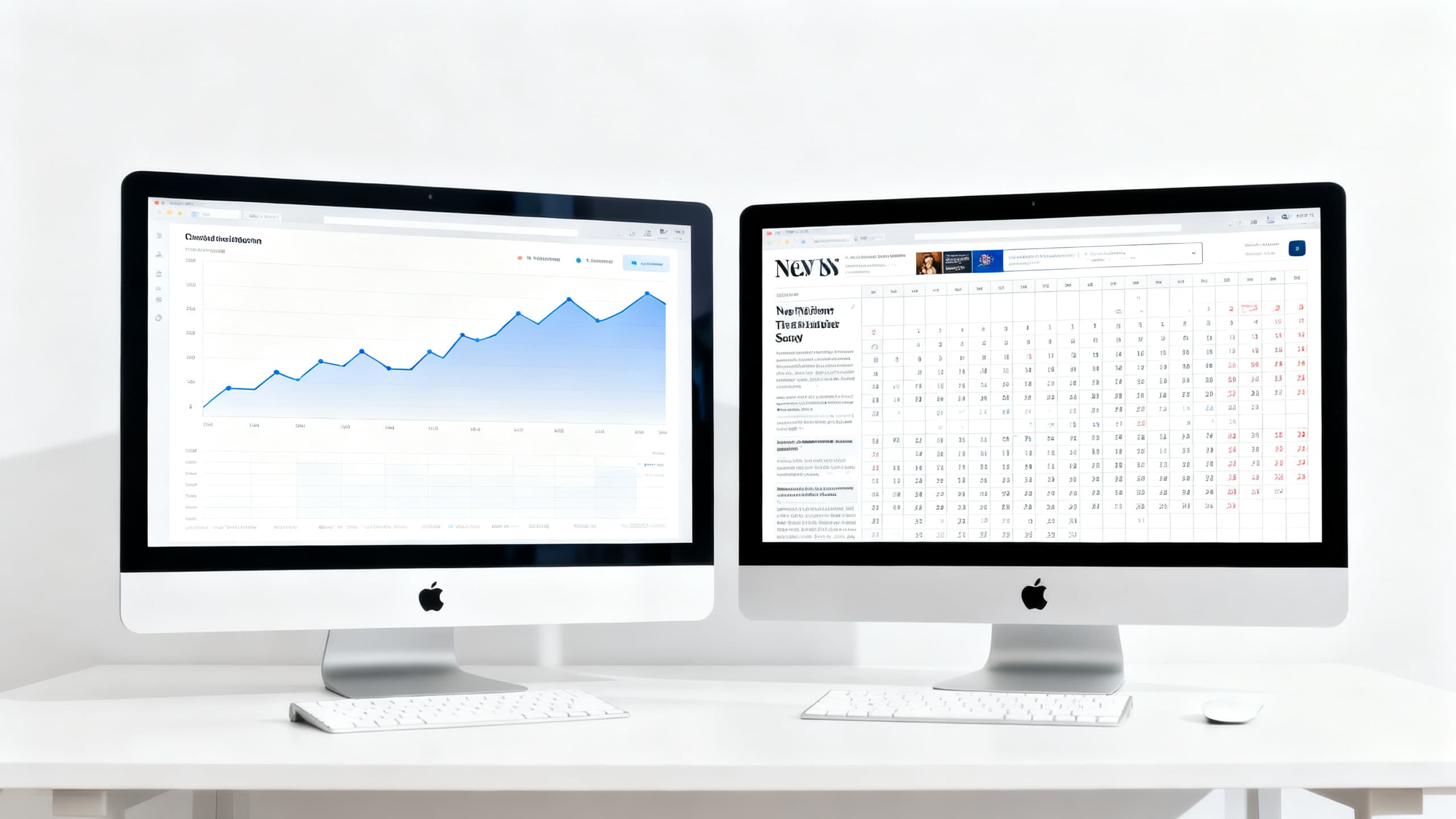 Trading desk with economic calendar, dual chart screenshots, and tier checklist before news